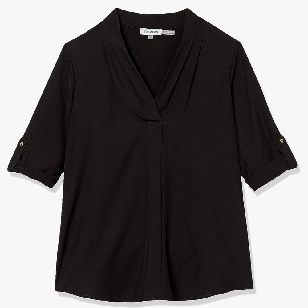 Calvin Klein roll sleeve blouse Size XL/0X plus black excellent used